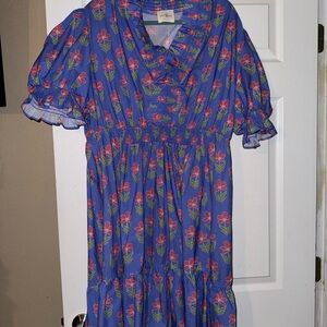 Umgee Blue Floral Midi Dress